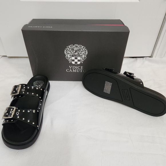 Vince Camuto Shoes - Vince Camuto Black Studded Birkenstock Style Slides/Sandals NEW